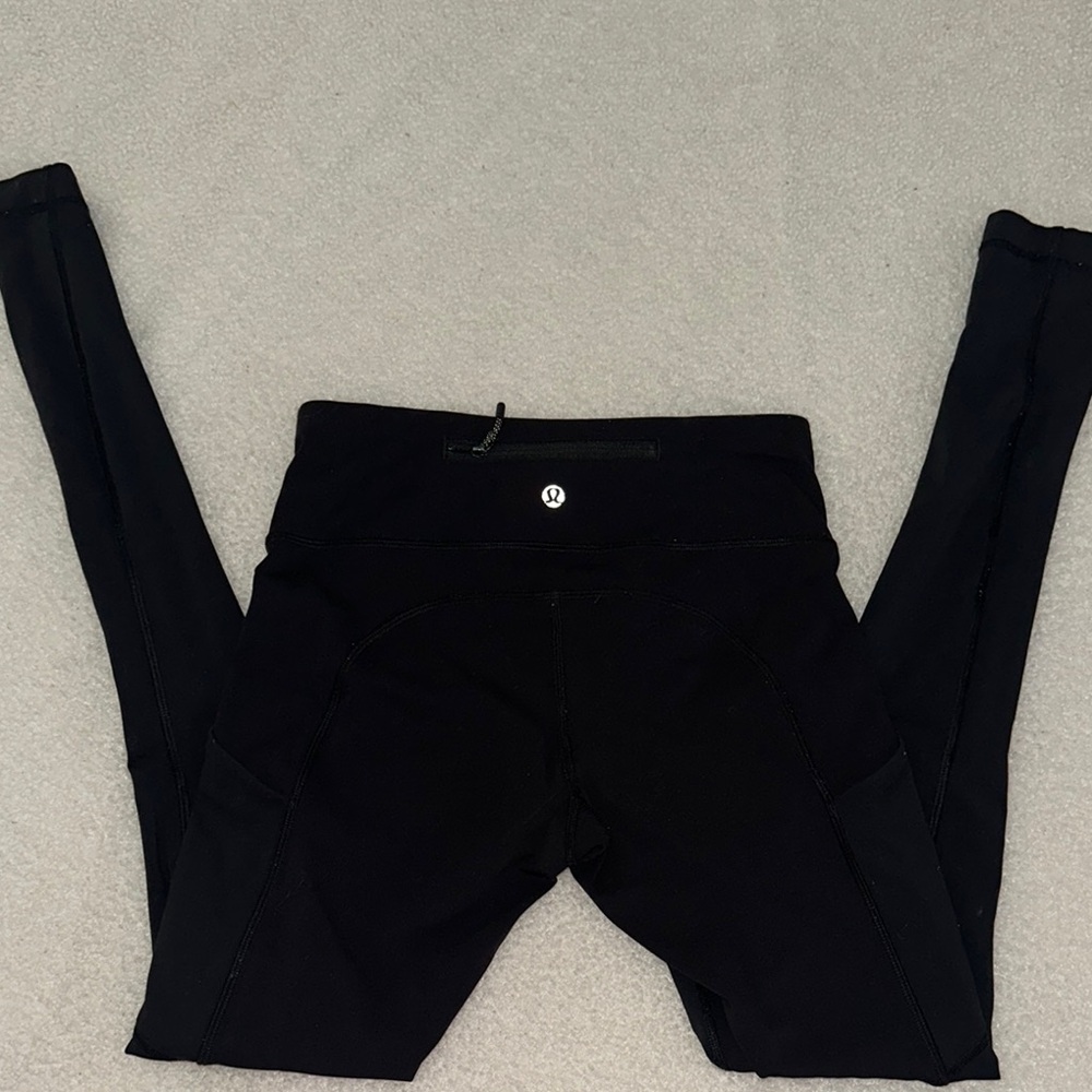 Lululemon Black Leggings with Zipper Pocket full length